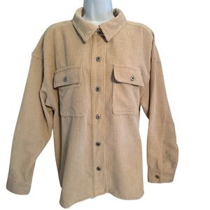 New In Beige Corduroy Shacket